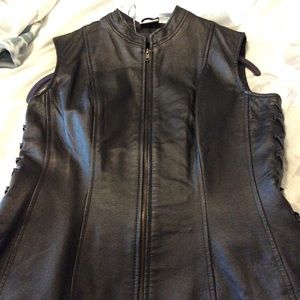 Black leather vest
